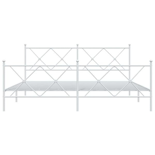 vidaXL Metal Bed Frame without Mattress with Footboard White 183x213cm