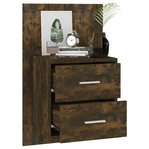 vidaXL Wall-mounted Bedside Cabinets 2 pcs Smoked Oak