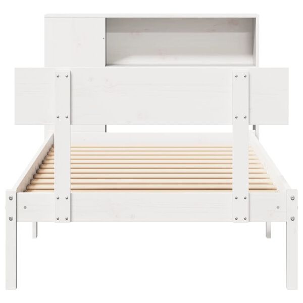 vidaXL Bookcase Bed without Mattress White 75x190 cm Small Single Solid Wood Pine