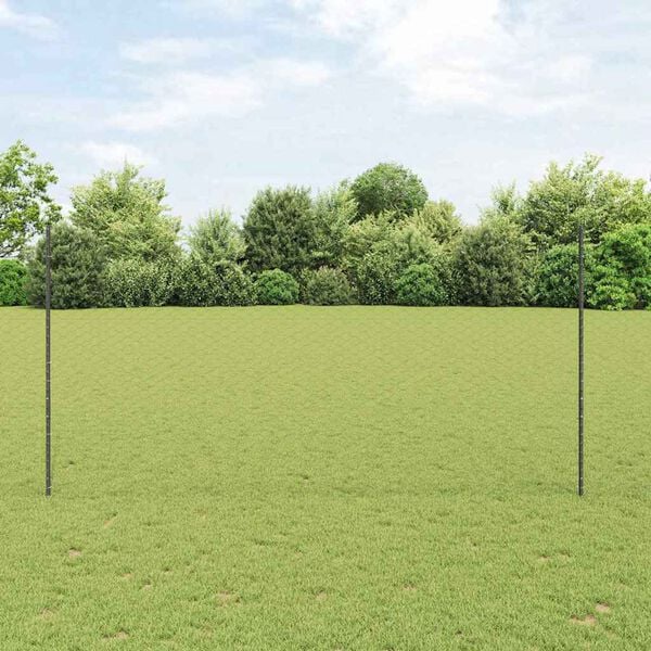 vidaXL Fence with Post Grey 1.5 x 100 m Steel