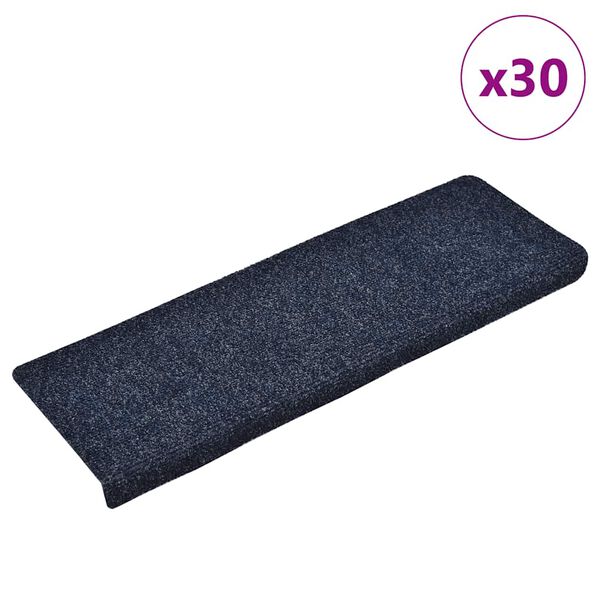 vidaXL Stair Mats Self-adhesive 30 pcs 65x21x4 cm Blue Rectangular Edge