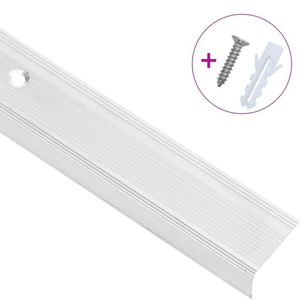 vidaXL Stair Nosings in L-shape 5 pcs Aluminium 90 cm Silver