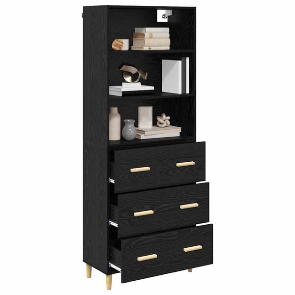 vidaXL Highboard Black Oak 69.5 x 32.5 x 180 cm Engineered Wood