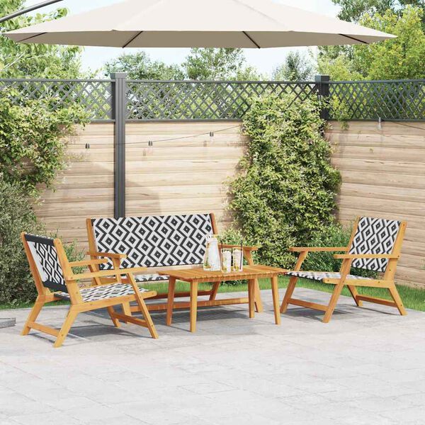 vidaXL Garden Chairs with Table 4 pcs Black 90 x 45 x 40 cm
