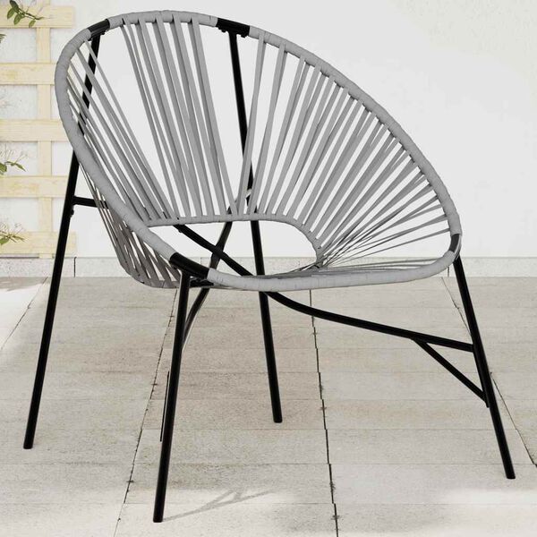 vidaXL Garden Egg Chair Black and Light Grey Poly Rattan
