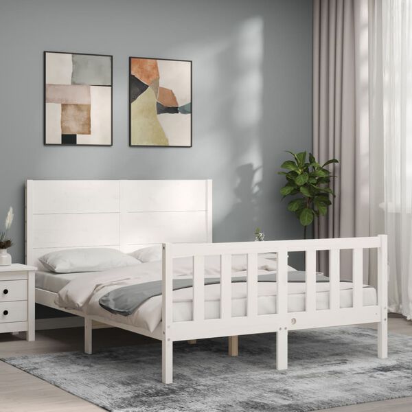 vidaXL Bed Frame without Mattress White 140x200 cm Solid Wood Pine