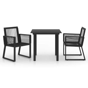 vidaXL 3 Piece Outdoor Dining Set PVC Rattan Black