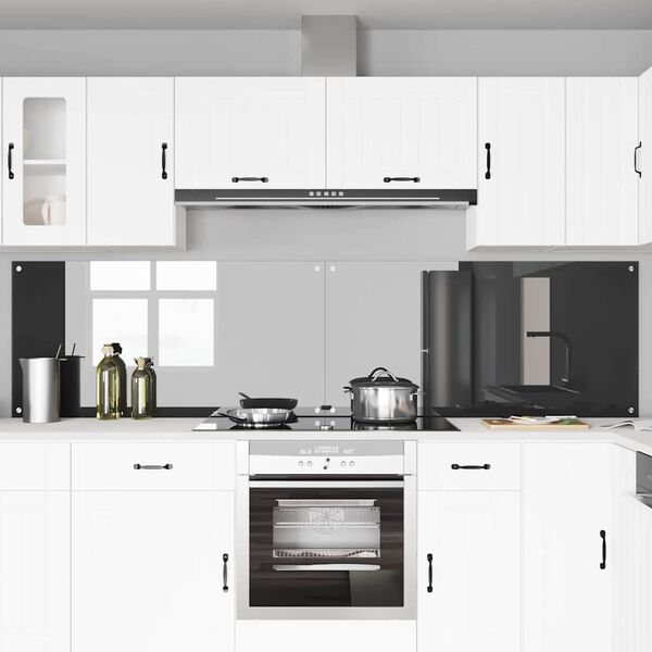 vidaXL Kitchen Backsplash 2 pcs Dark Grey 120 x 60 cm Tempered Glass