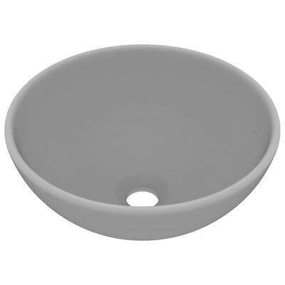 vidaXL Luxury Bathroom Basin Round Matt Light Grey 32.5x14 cm Ceramic