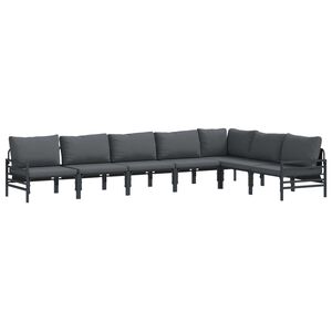 vidaXL Garden Sofa Set with Cushion 7 pcs Black Steel