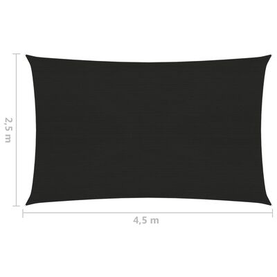 vidaXL Sunshade Sail 160 g/m² Black 2.5x4.5 m HDPE