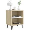 vidaXL Bed Cabinets Metal Legs 2 pcs Sonoma Oak and White 40x30x50 cm