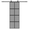 vidaXL Sliding Door with Hardware Set Black 76x205 cm Tempered Glass