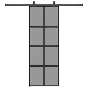 vidaXL Sliding Door with Hardware Set Black 76x205 cm Tempered Glass