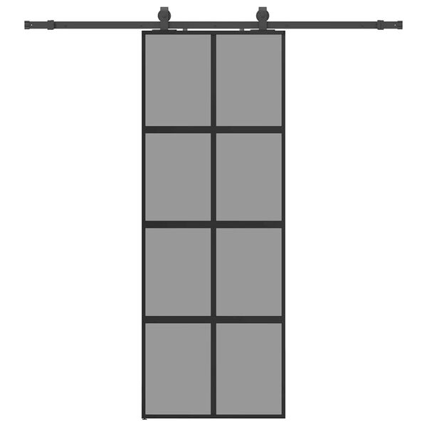 vidaXL Sliding Door with Hardware Set Black 76x205 cm Tempered Glass