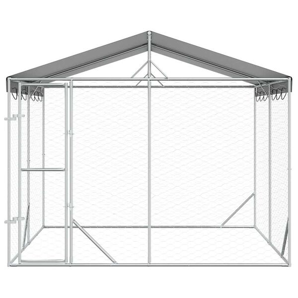 vidaXL Outdoor Dog Kennel with Roof Silver 3x3x2.5 m Galvanised Steel
