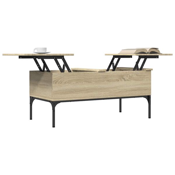vidaXL Coffee Table Sonoma Oak 100x50x45 cm Engineered Wood and Metal