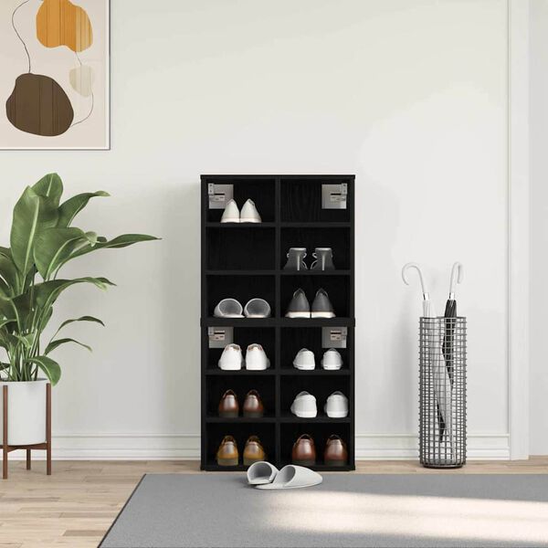 vidaXL Shoe Cabinet 2 pcs Black Oak 52 x 30 x 50.5 cm Engineered Wood