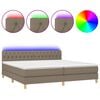 vidaXL Box Spring Bed with Mattress&LED Taupe 200x200cm Fabric