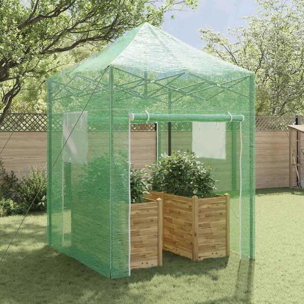 vidaXL Greenhouse with Roof Green 200 x 200 x 300 cm Steel
