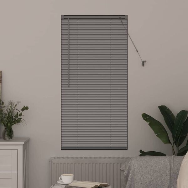 vidaXL Window Blind with Curtains Manual Silver Aluminium