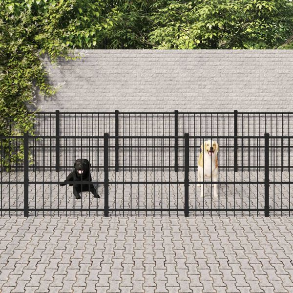 vidaXL Outdoor Dog Kennel Steel 22.58 m&sup2;