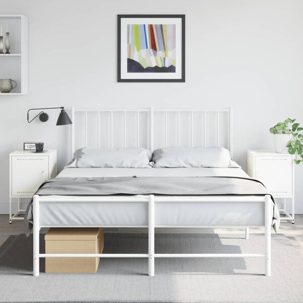 vidaXL Bedside Cabinets 2 pcs White 36x39x60.5 cm Steel