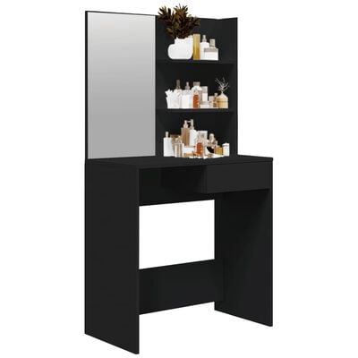 vidaXL Dressing Table with Mirror Black 74.5x40x141 cm