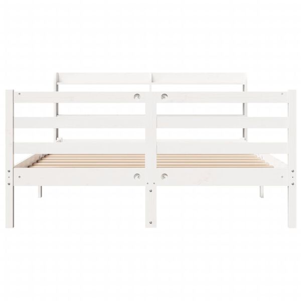 vidaXL Bed Frame with Headboard without Mattress White 140x190 cm