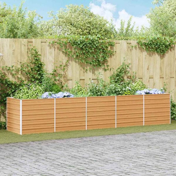 vidaXL Garden Raised Bed 400x80x77 cm Galvanized Steel Silver