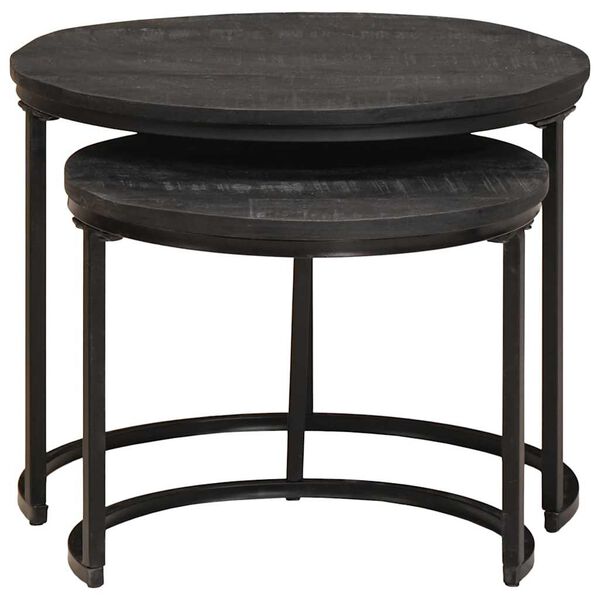 vidaXL Nesting Coffee Tables 2 pcs Black Solid Mango Wood and Steel