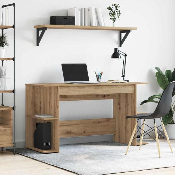 vidaXL Desk with Shelf Artisan oak 140 x 50 x 75 cm Engineered wood
