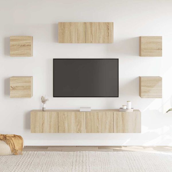 vidaXL 7 Piece TV Cabinet Set Sonoma Oak Engineered Wood