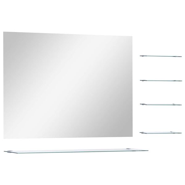 vidaXL Wall Mirror with 5 Shelves Silver 80x60 cm