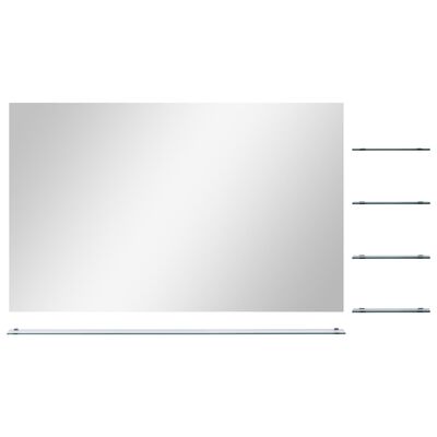 vidaXL Wall Mirror with Shelf 100x60 cm Tempered Glass