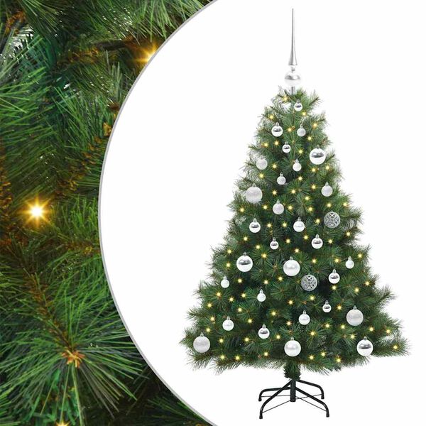 vidaXL Artificial Christmas Tree with 150 LEDs Green 120 cm PE and PVC