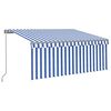 vidaXL Manual Retractable Awning with Blind 3x2,5m Blue&White