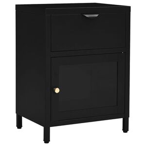 vidaXL Nightstand Black 40x30x54.5 cm Steel and Glass