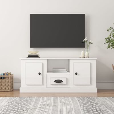 vidaXL TV Cabinet High Gloss White 100x35.5x45 cm Engineered Wood