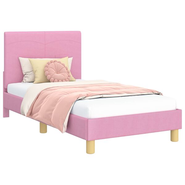 vidaXL Children's Bed Frame with Headboard Pink 80 x 160 cm Fabric