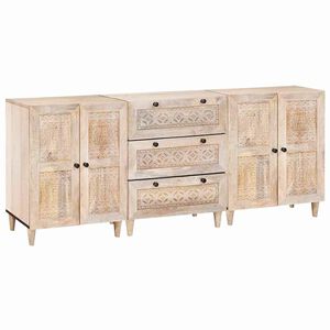 vidaXL Sideboard 3 pcs White 180 x 33.5 x 75 cm Solid mango wood