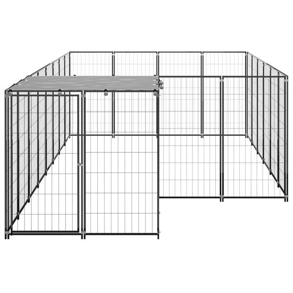 vidaXL Dog Kennel Black 8.47 m&sup2; Steel