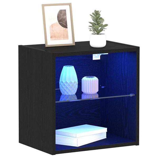 vidaXL Floating Shelf with LED Light 2 pcs Black 40 x 28.5 x 40 cm