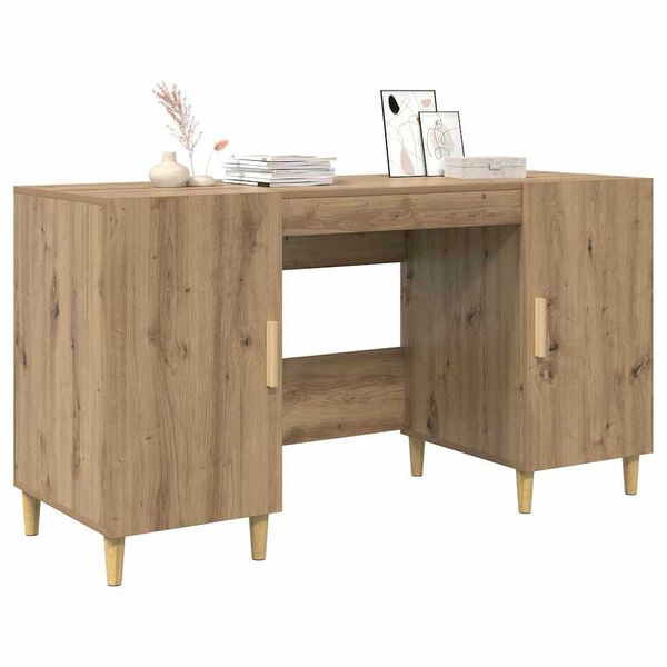 vidaXL Desk with Shelf Artisan Oak 140 x 50 x 75 cm Engineered Wood
