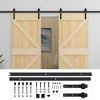 vidaXL Sliding Door 2 pcs Natural and Black Solid Pine Wood