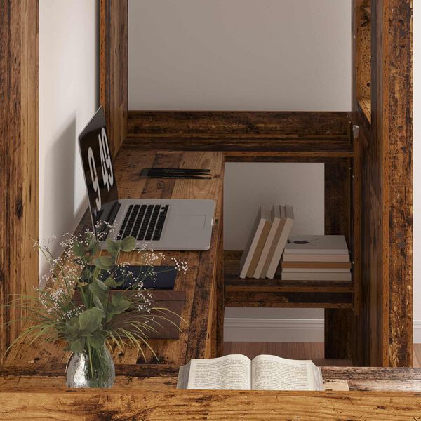 vidaXL Loft Bed Frame with Desk Old Wood 75 x 190 cm Engineered Wood