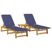 vidaXL Sun Loungers 2 pcs with Table Dark Blue Solid Wood Acacia