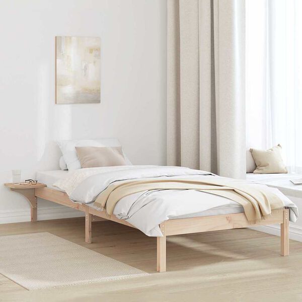 vidaXL Bed Frame Natural 75 x 190 cm Solid Pine Wood