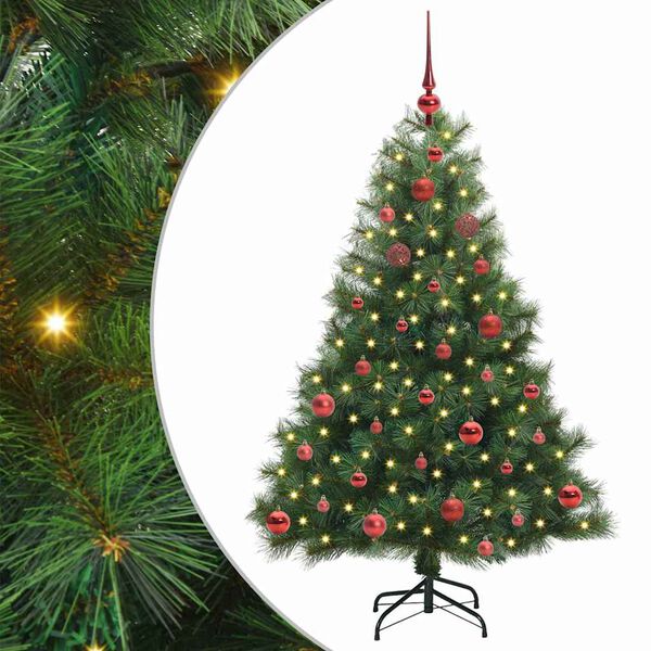 vidaXL Artificial Christmas Tree with 150 LEDs Green 150 cm PE and PVC