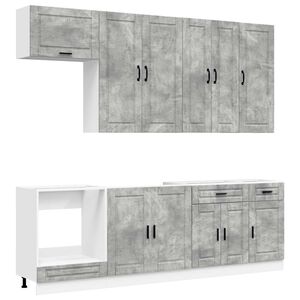vidaXL Kitchen Unit PORTO 8 pcs Concrete Grey Engineered Wood